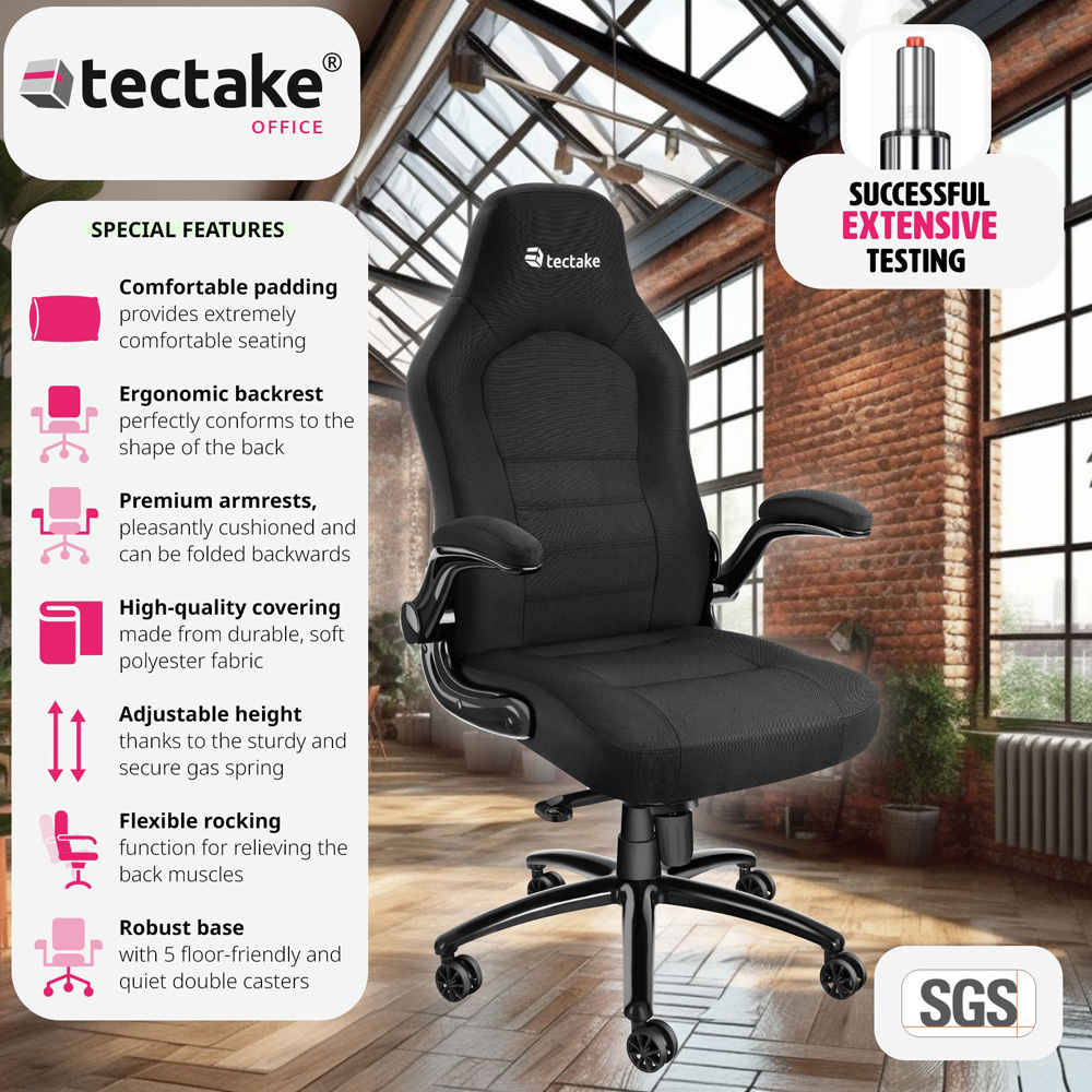 tectake Springsteen Black Height Adjustable Office Chair Image 8