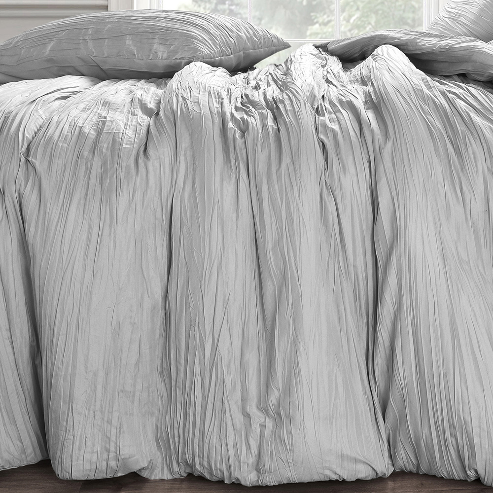 Velosso Calais Single Grey Crinkle Duvet Set Image 3