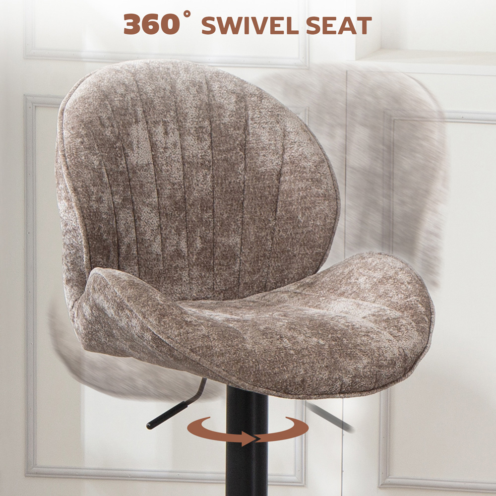 Portland Brown Chenille Swivel Bar Stools Set of 2 Image 5
