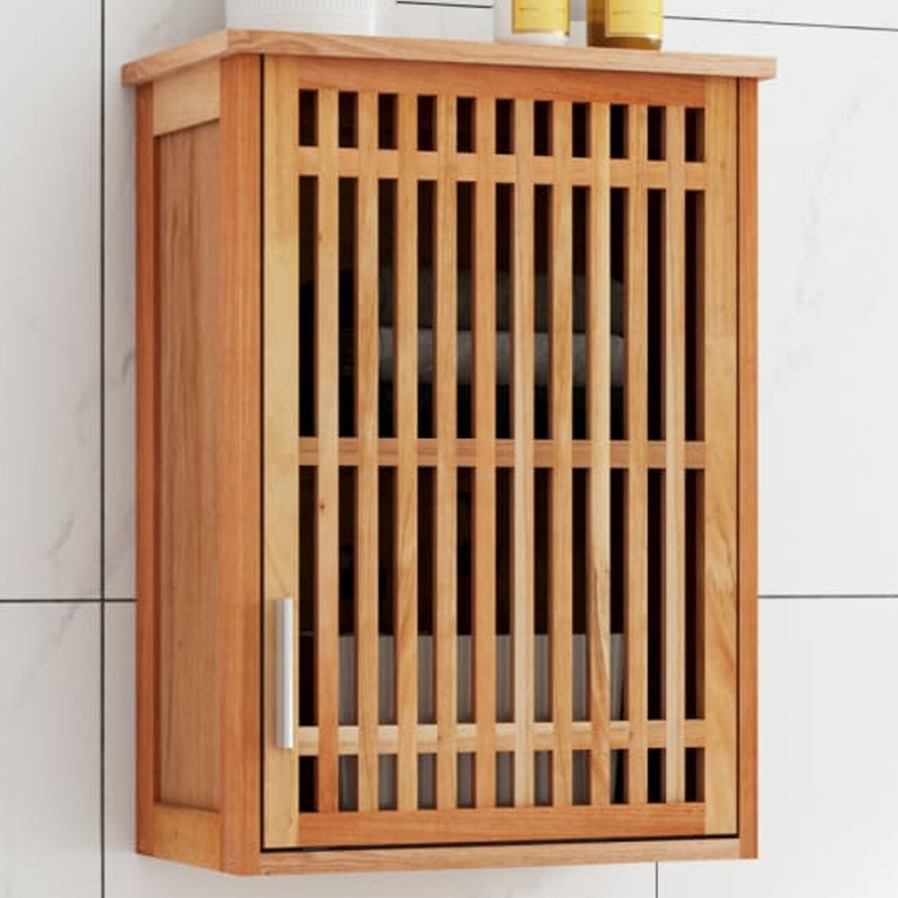 vidaXL Single Door Solid Walnut Wood Wall Mounted Bathroom Cabinet Image 1