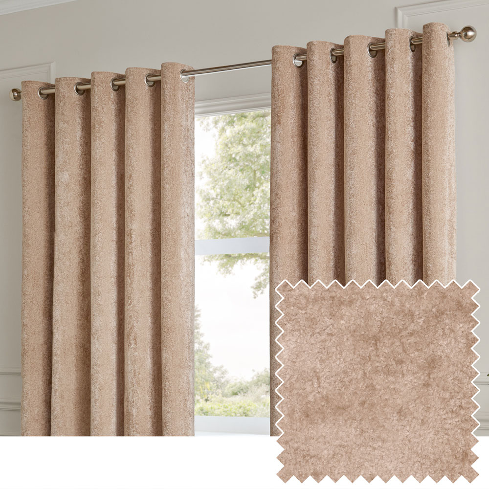Paoletti Lustre Oyster Velvet Fully Lined Eyelet Curtains 229 x 137cm Image 2