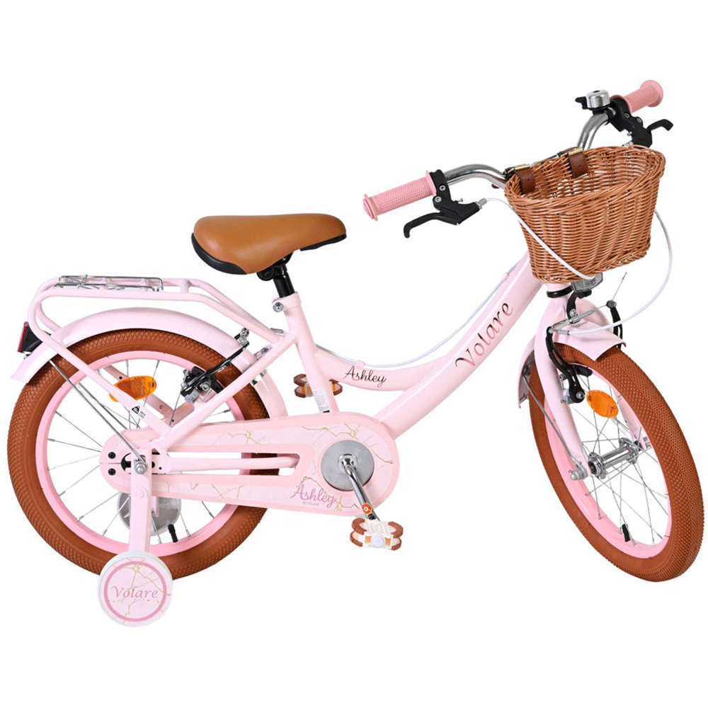Volare Ashley Kids 16 inch Blue Pastel Bike with Stabilisers Rack and Basket Image 4