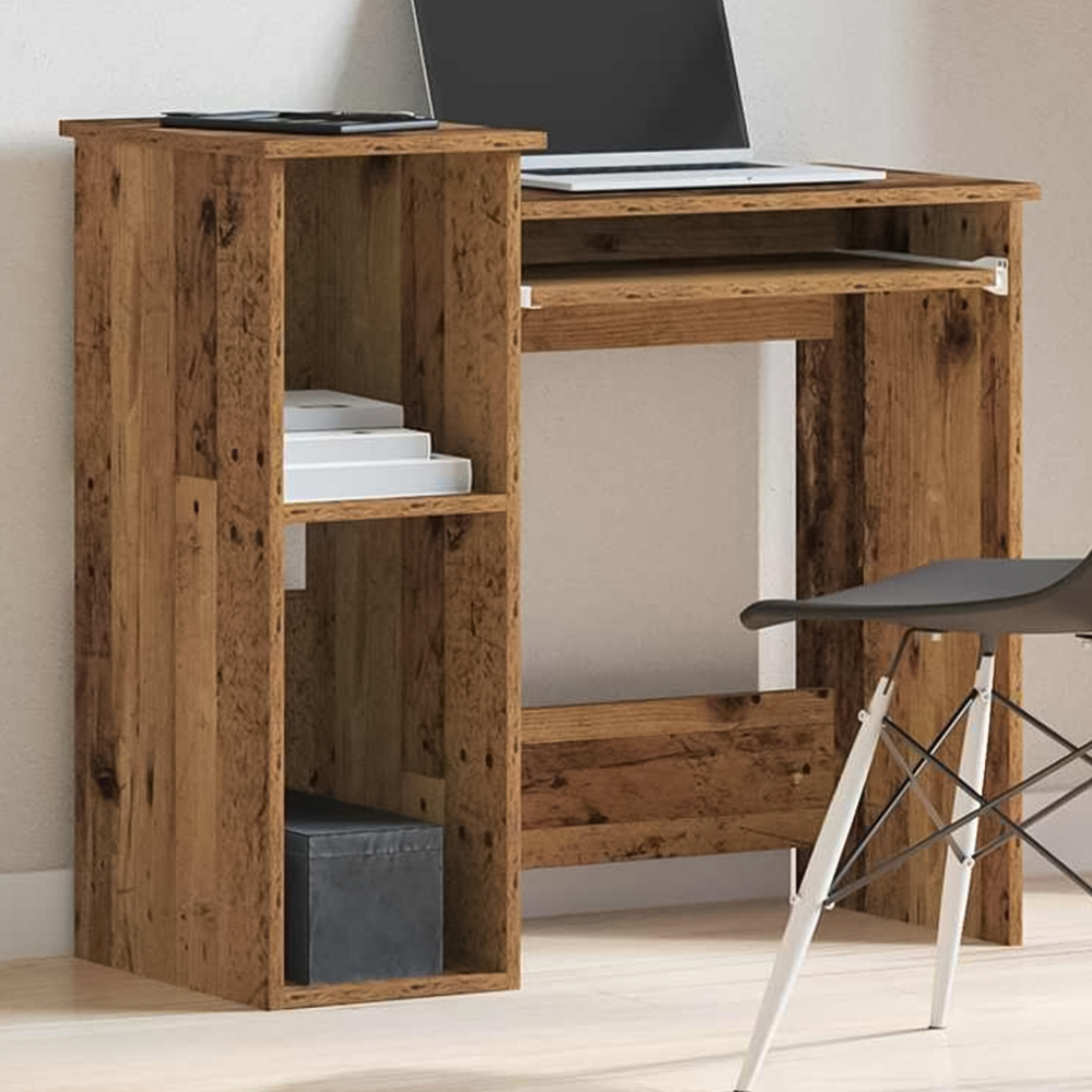 vidaXL 3 Shelf Compact Desk Black Image 1