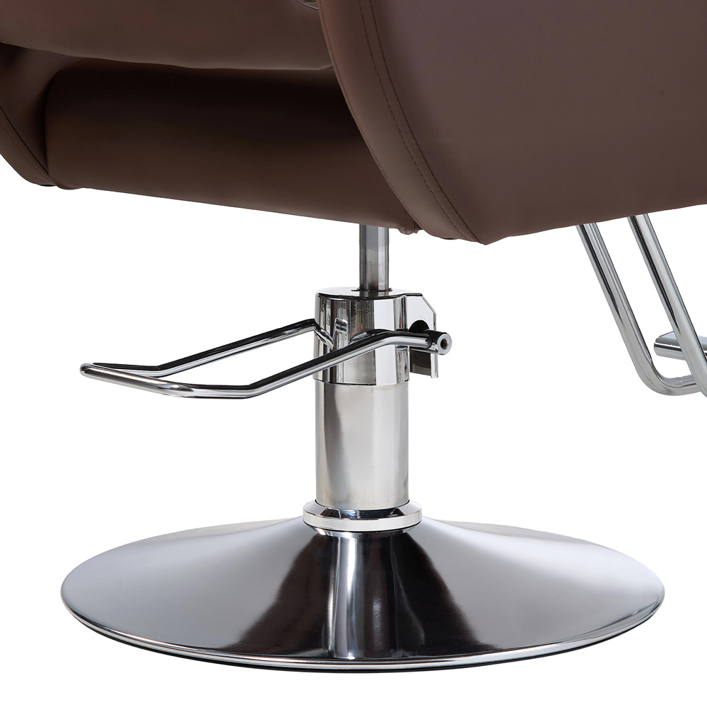 Living and Home Brown and Silver Barber Chair with Hydraulic Lift and Footrest Image 3
