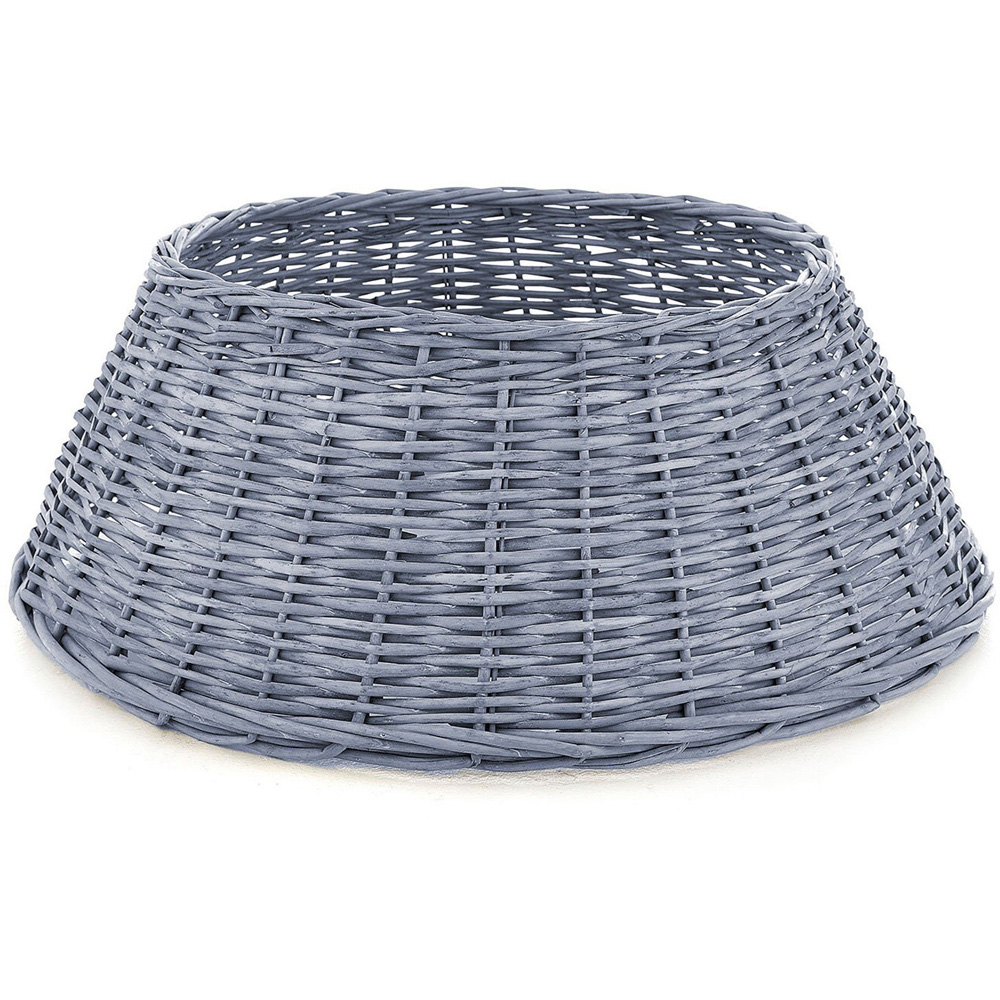 The Winter Workshop Slate Blue Natural Wicker Tree Skirt Image
