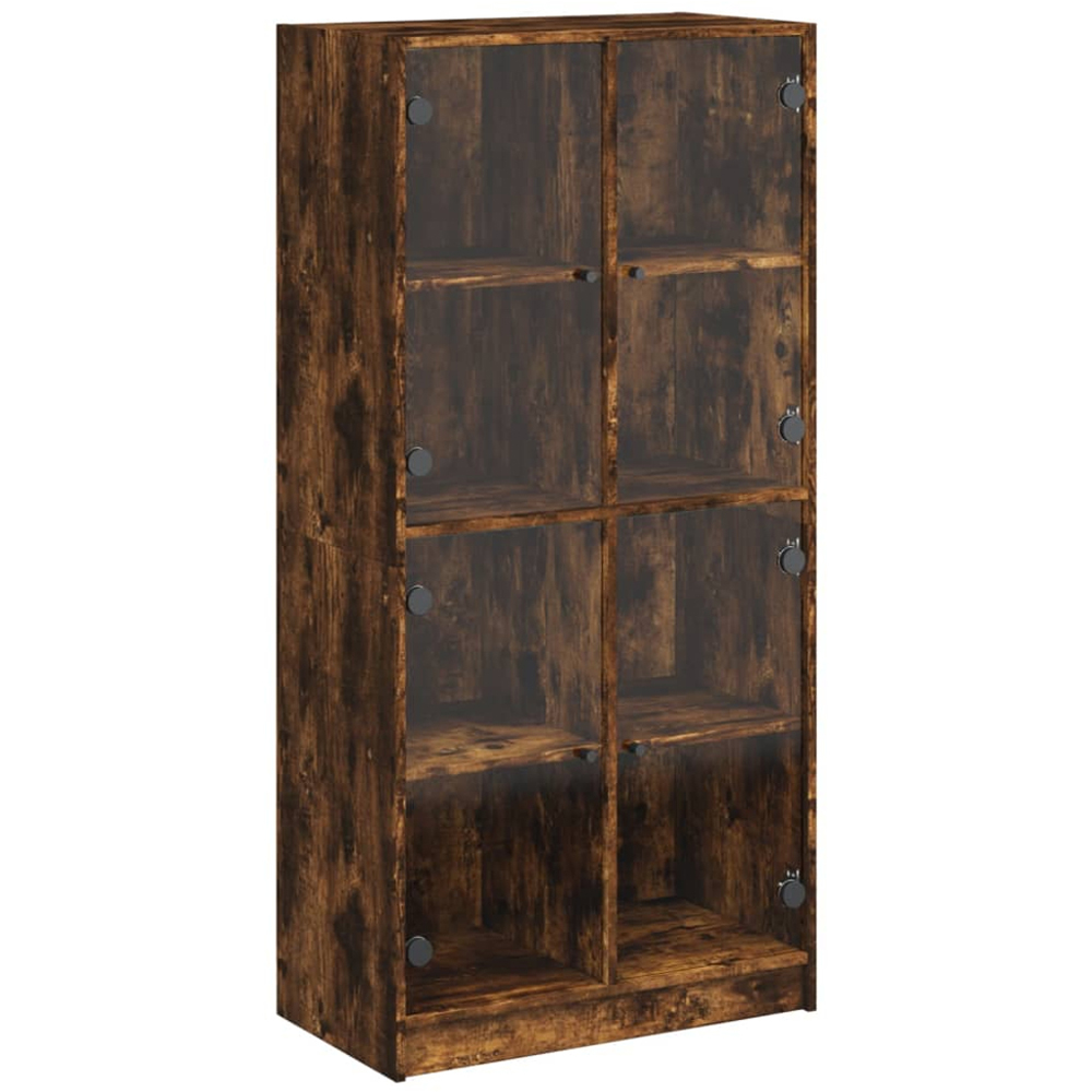 vidaXL 2 Glass Door 8 Shelf Smoked Oak Highboard Image 2