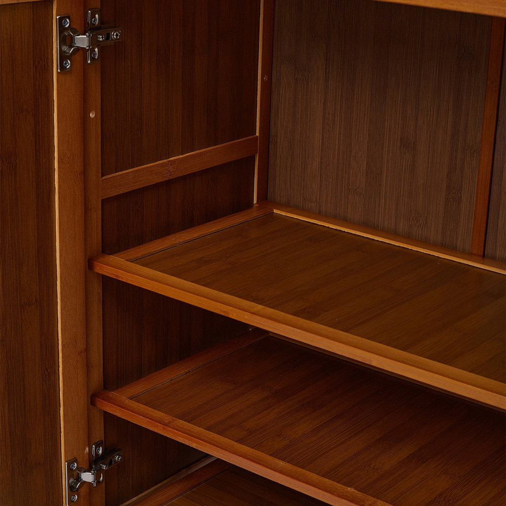 Living and Home 4 Door Dark Brown Bamboo Shoe Cabinet Image 3