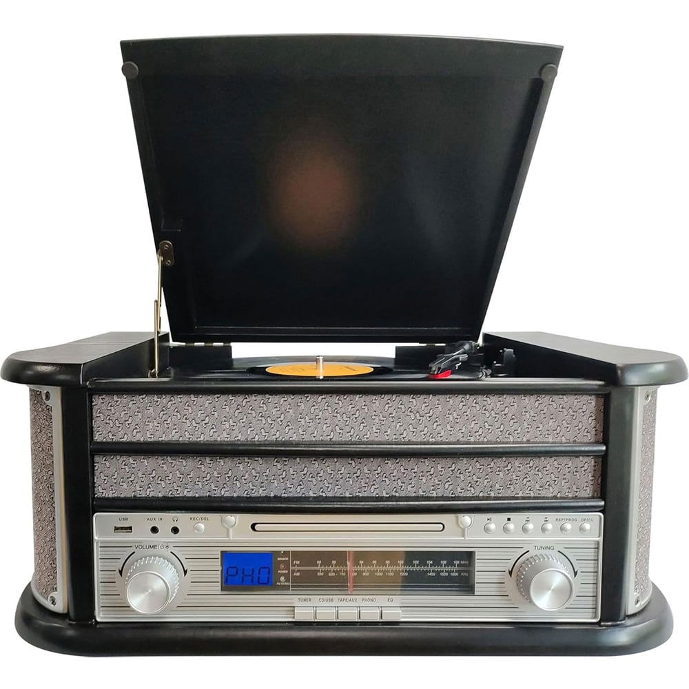 Denver MCR-50 8 in 1 Black Wooden Retro CD Cassette Player HiFi System Image 2