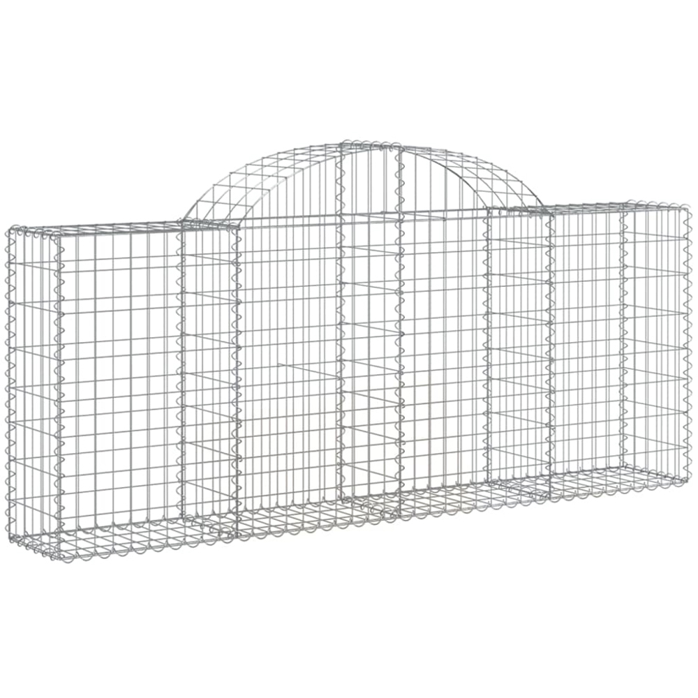 vidaXL Silver Galvanised Iron Arched Gabion Basket 200 x 30 x 80/100cm 12 Pack Image 1