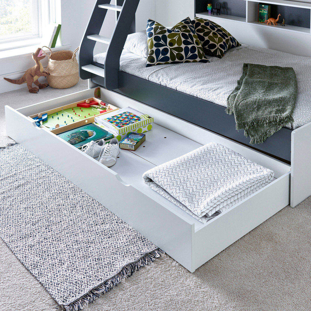 Bedmaster Oliver Triple Sleeper Grey and White Storage Bunk Bed with Orthopaedic Mattresses Image 4