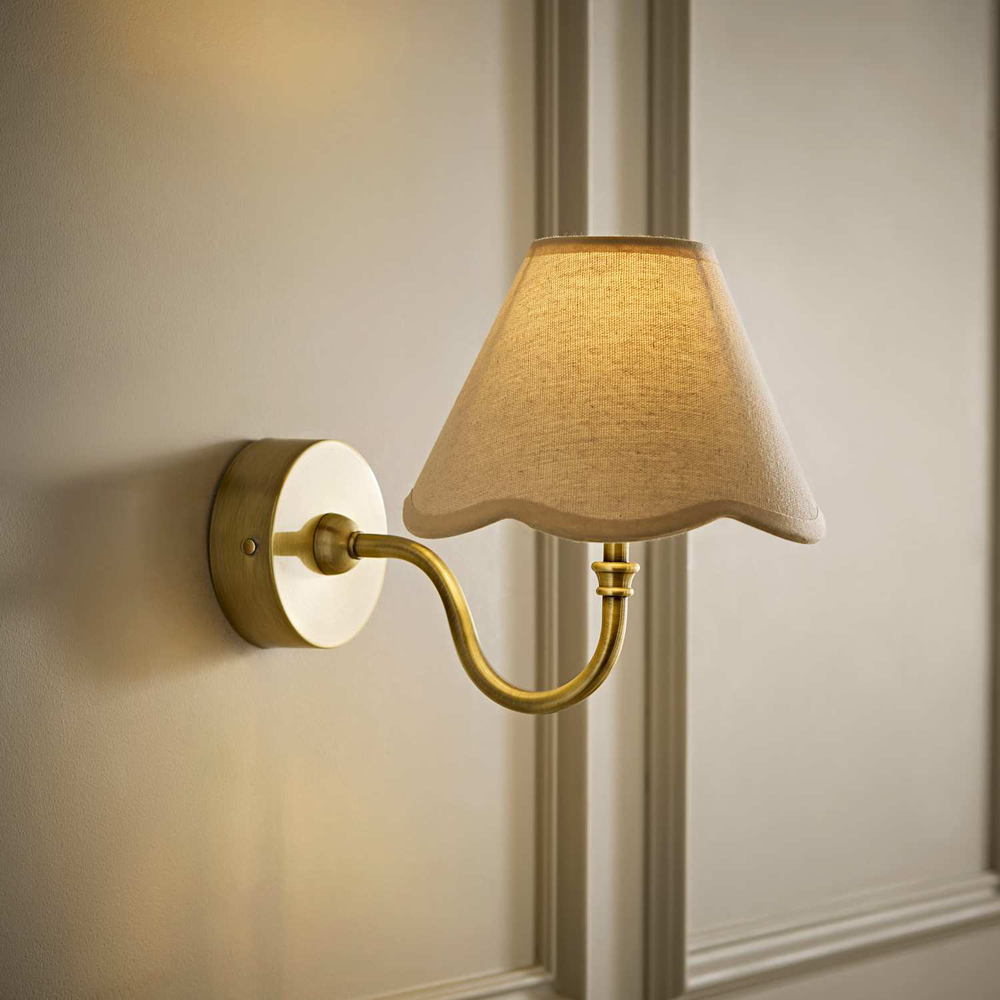 ValueLights Lowe Natural Scallop Flower Shade Gold Rechargeable Wall Light with Bulb Image 6