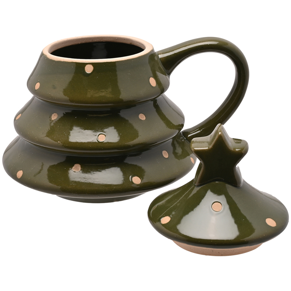 The Seasonal Gift Co. Christmas Tree Green Mug with Lid Image 3