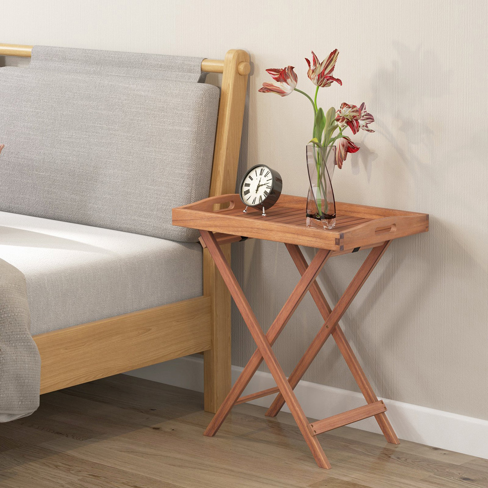 Costway Slatted Top Folding Side Table Image 4