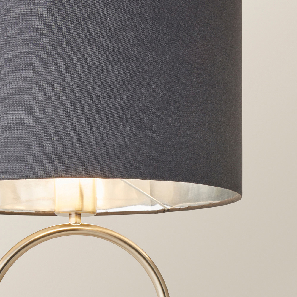 ValueLights Antonia Charcoal with Chrome Drum Shade Brushed Chrome Oval LED Table Lamp Image 3