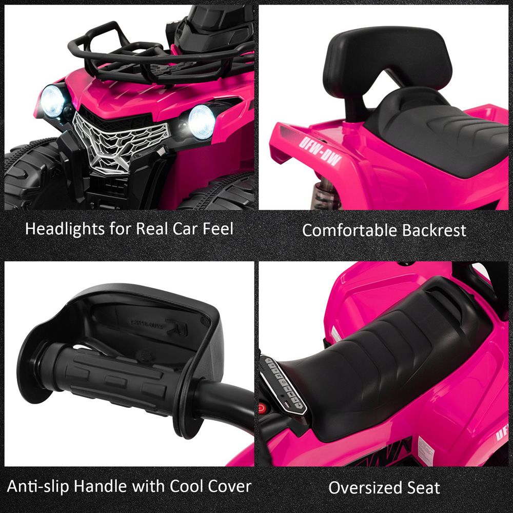 Costway Pink Electric Powered Kids Ride On ATV 12V Image 4
