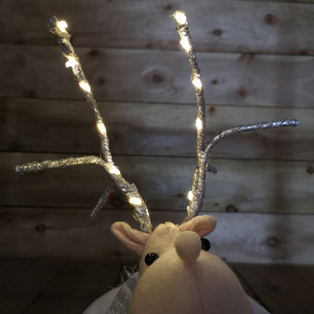 Samuel Alexander Plush White Christmas Reindeer with LED Lit Antlers Image 3