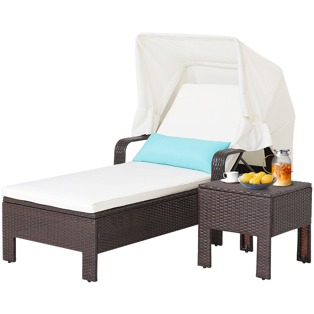 Costway Garden Chaise Lounge Chair with Side Table Image 2
