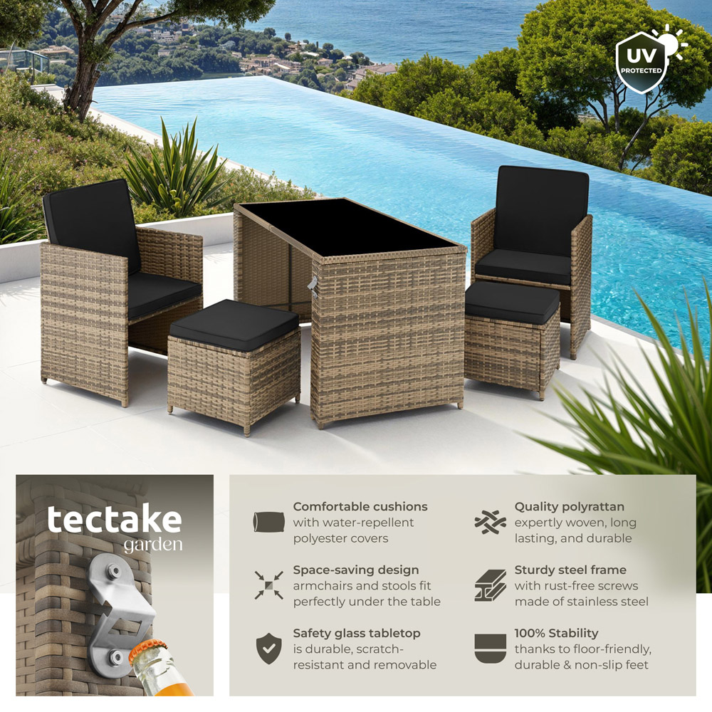 tectake Palermo 4 Seater Nature Garden Table Set Image 8