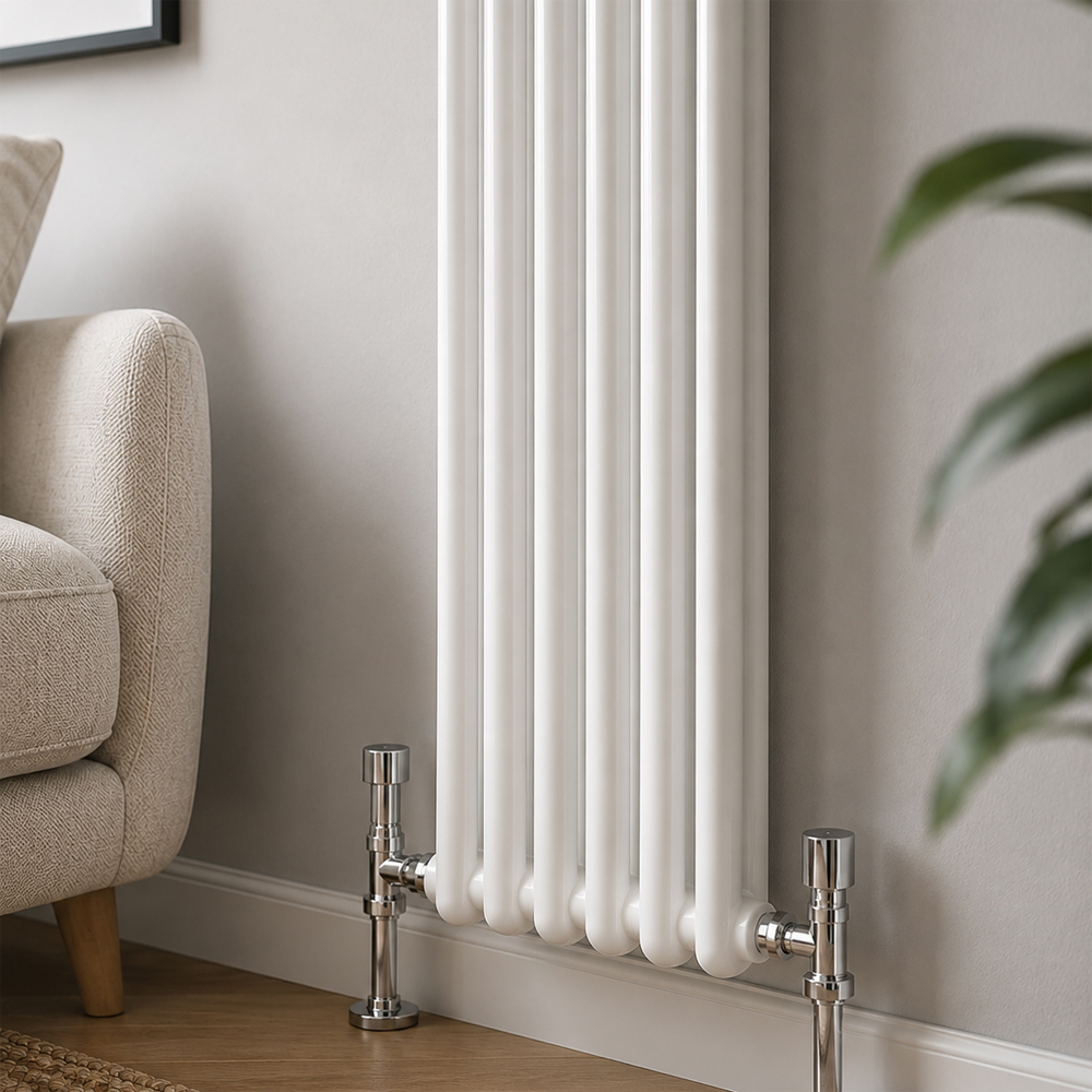 Go Bathrooms Uxbridge White Vertical Traditional Colosseum Radiator 1800 x 290mm Image 4