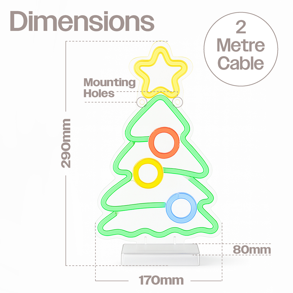 Xmas Haus Neon LED Wall Mountable Christmas Tree 29 x 17cm Image 7