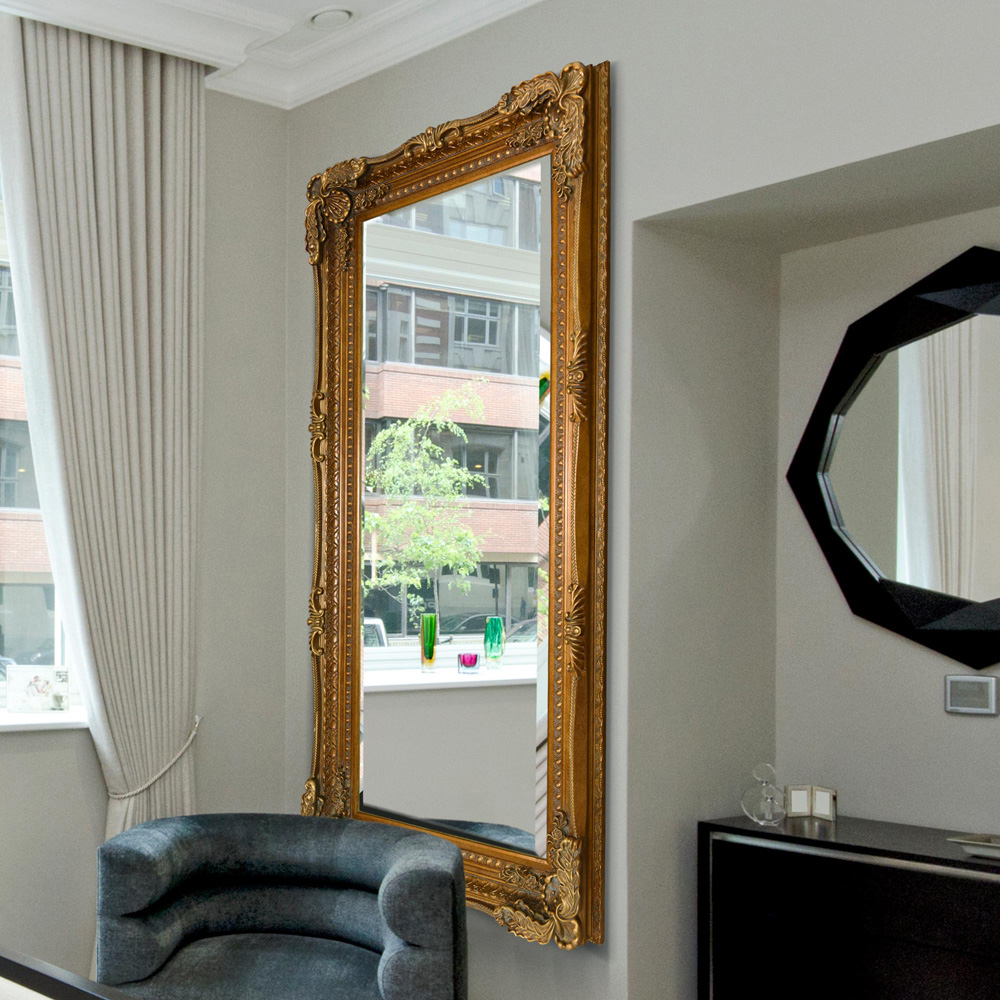Carved Louis Gold Large Wall Mirror 175 x 84cm Image 2