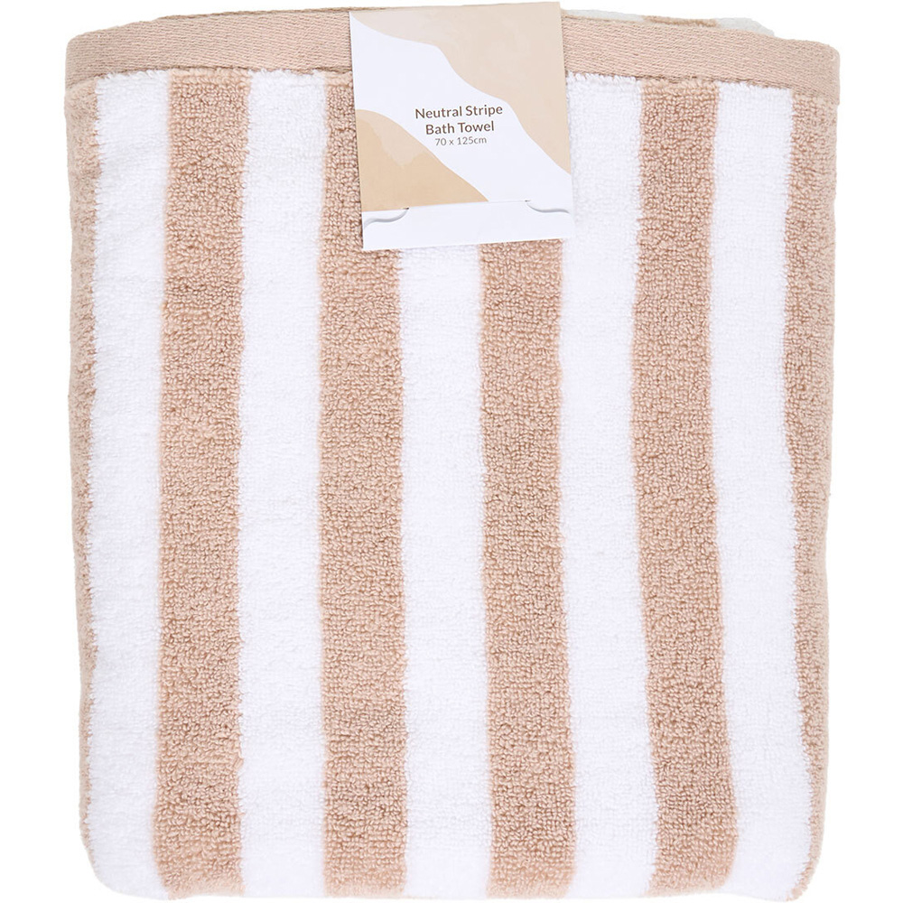Neutral Stripe Towel Bath Towel Image 1
