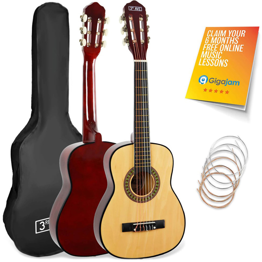 3rd Avenue Natural Quarter Size Classical Guitar Set Image 1