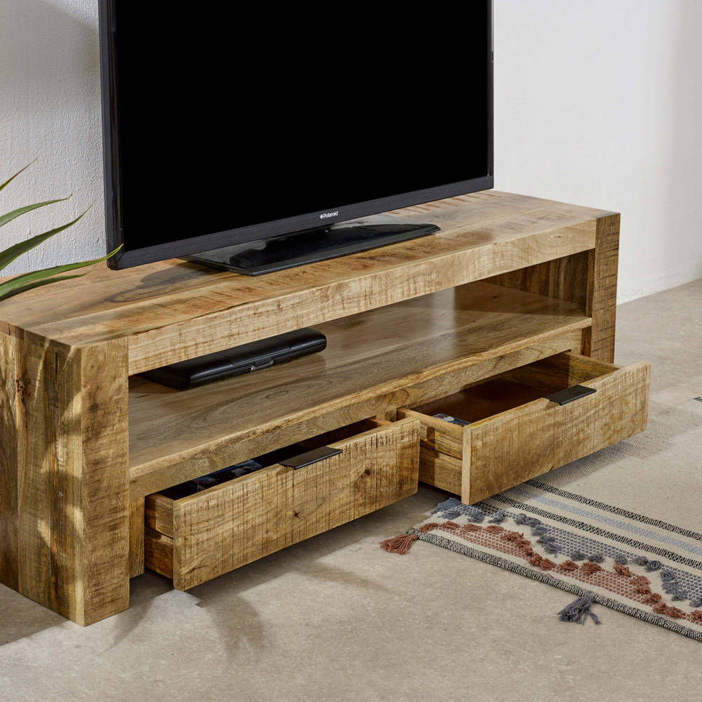 Brooklyn Surrey 2 Drawer Single Shelf Solid Wood TV Unit Image 3