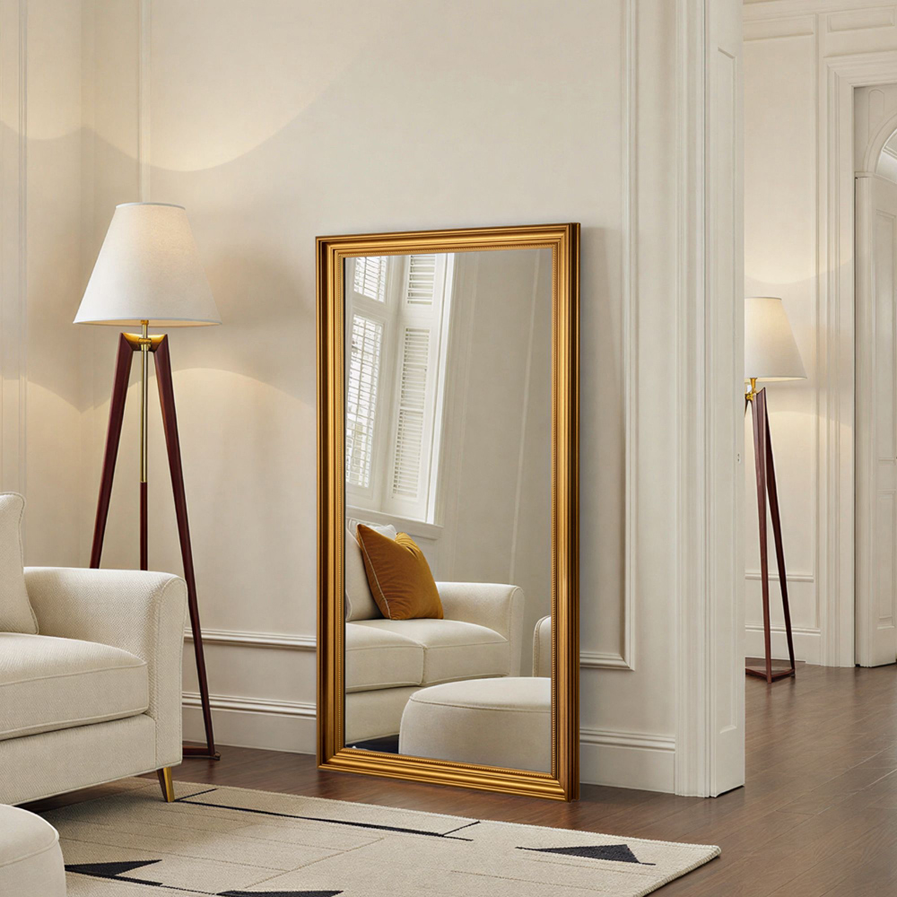 Yearn Gold Framed Beaded Classic Bevelled Full Length Wall Mirror 165 x 74cm Image 2