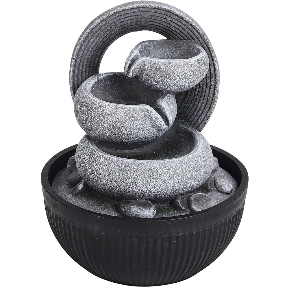 Living and Home 3-Tier LED Imitation Rock Resin Tabletop Water Fountain Image 1