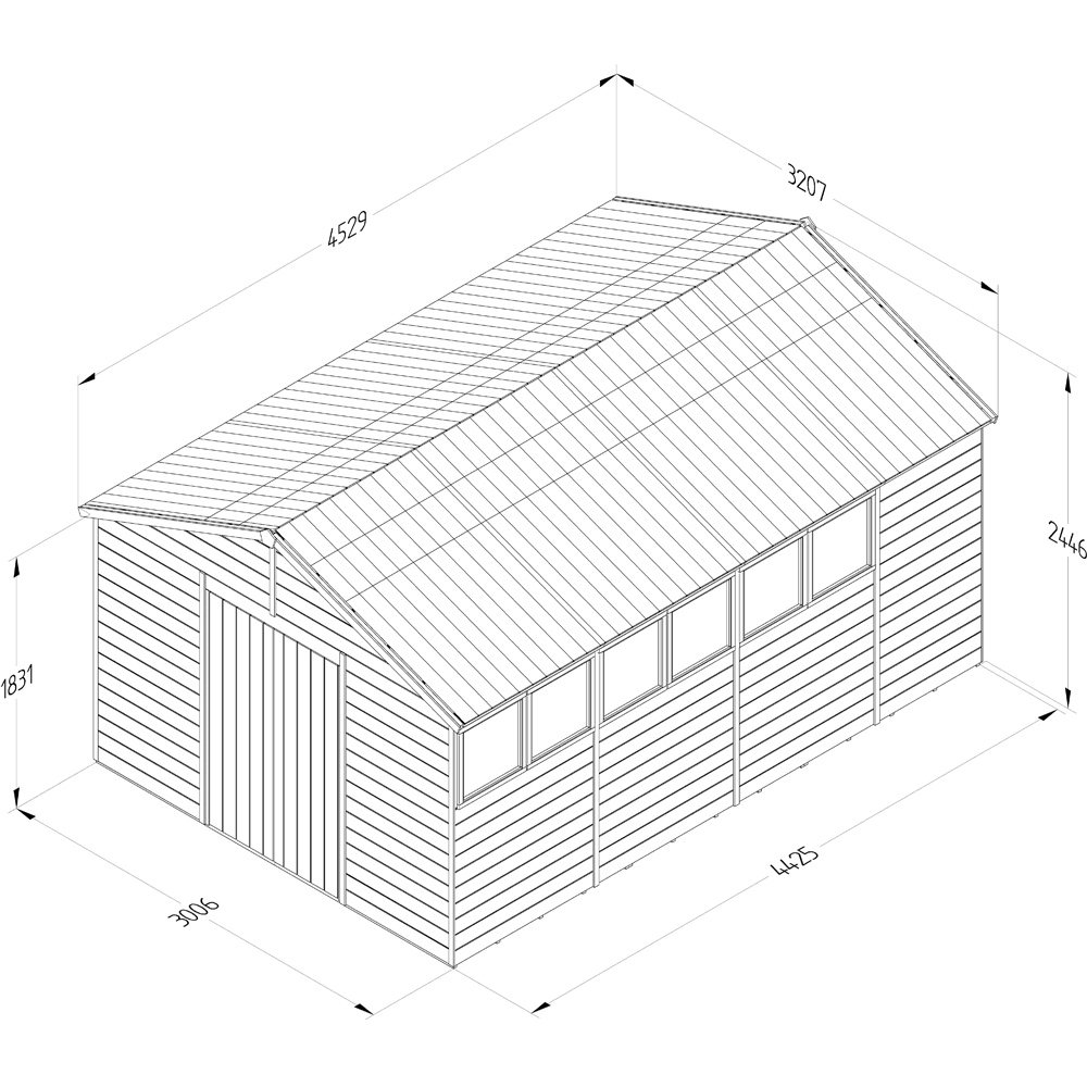 Forest Garden Timberdale 10 x 15ft 2 Opening Apex Shed Image 9