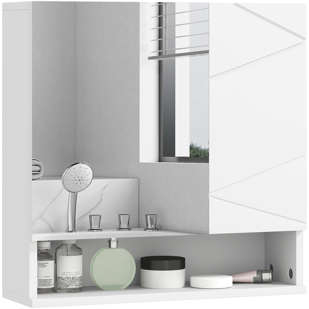 Kleankin 2 Door White Wall Mounted Mirror Bathroom Storage Cupboard Image 2
