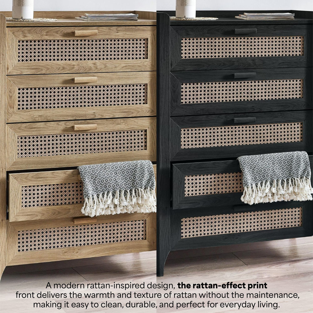 Julian Bowen Sydney 5 Drawer Black Ash Chest of Drawers Image 8