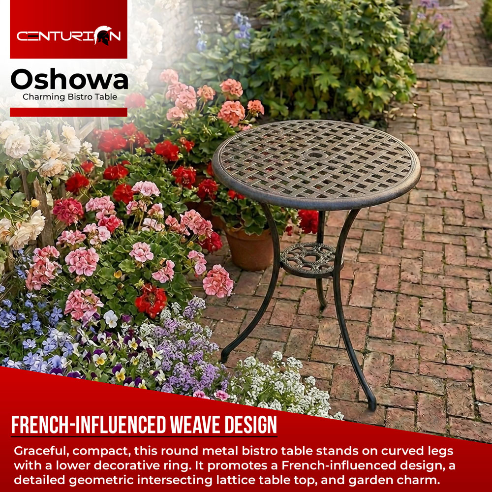 Centurion Supports OSHOWA Black Aluminium Garden Patio Bistro Table Image 4