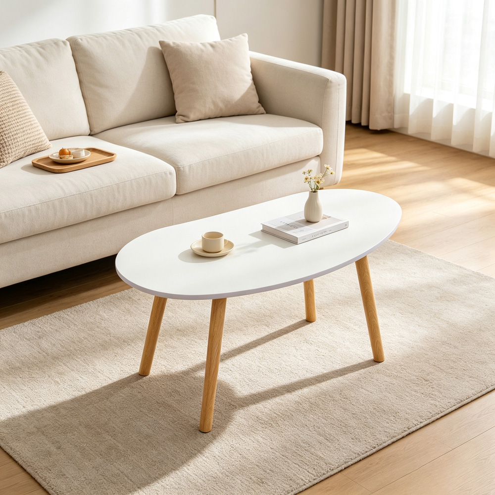 Living and Home White Mango Shaped Coffee Table Image 7