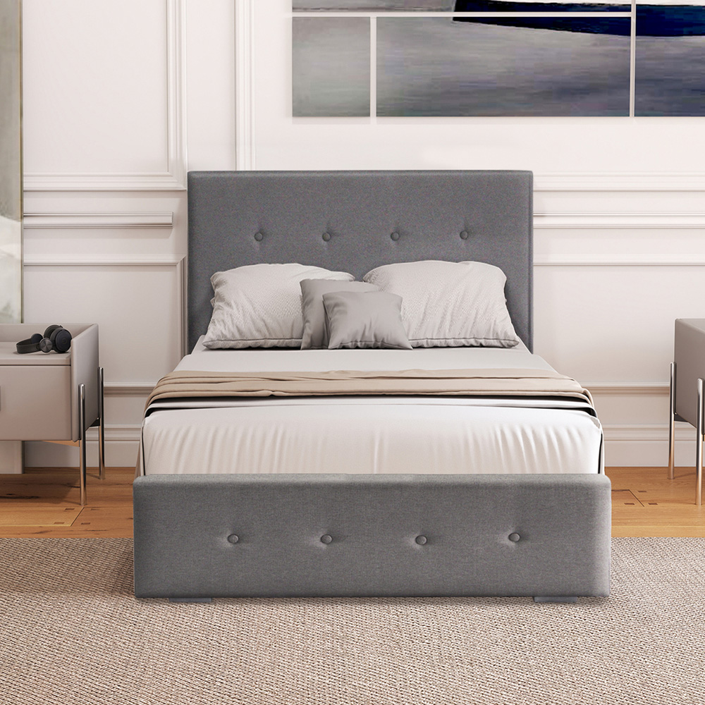 Brooklyn Single Grey Fabric Gaslift Ottoman Storage Bed Image 3