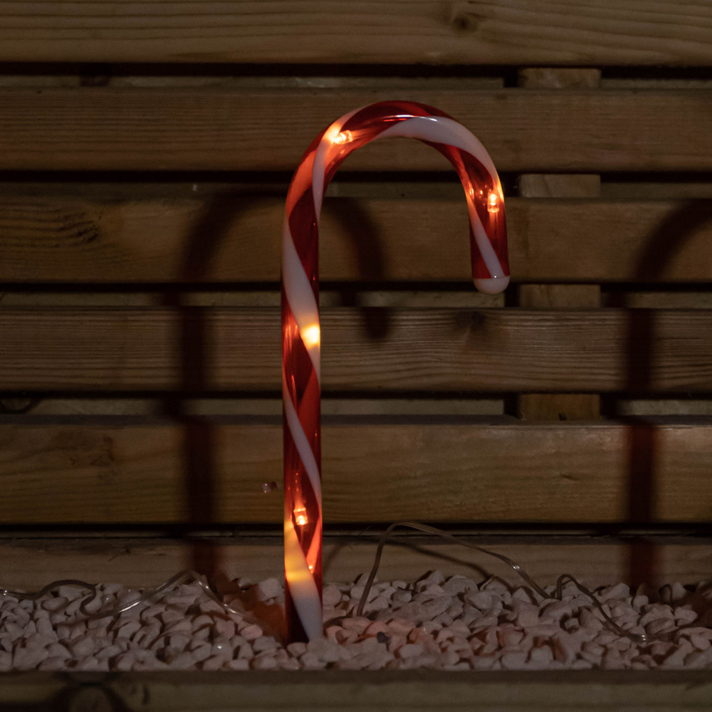 Samuel Alexander 12 Piece 60 Warm White LED Candy Cane Christmas Path Light Set Image 4