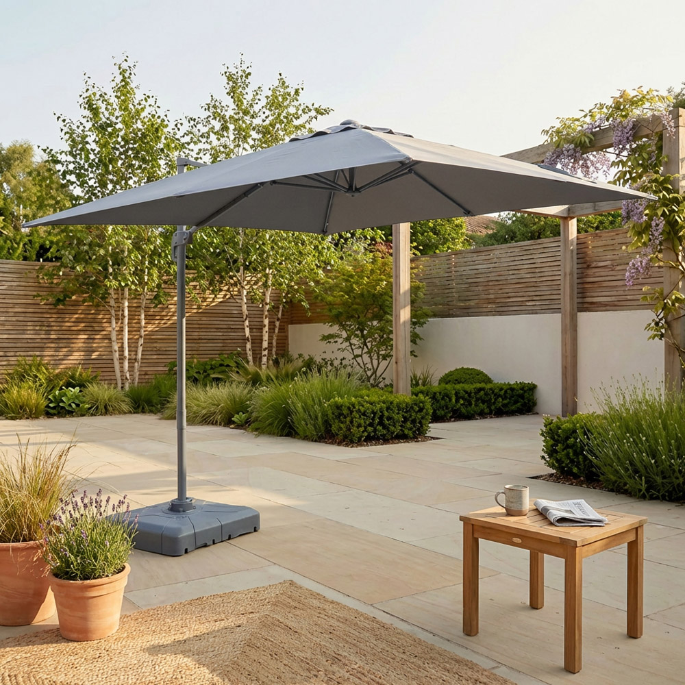 Roma Rectangular Parasol Grey Image 9
