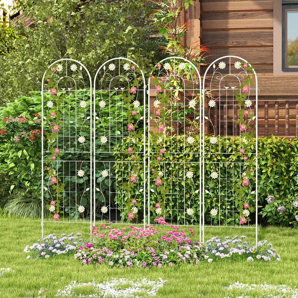 Costway White Metal Garden Trellis 220 x 50cm 2 Pack Image 2