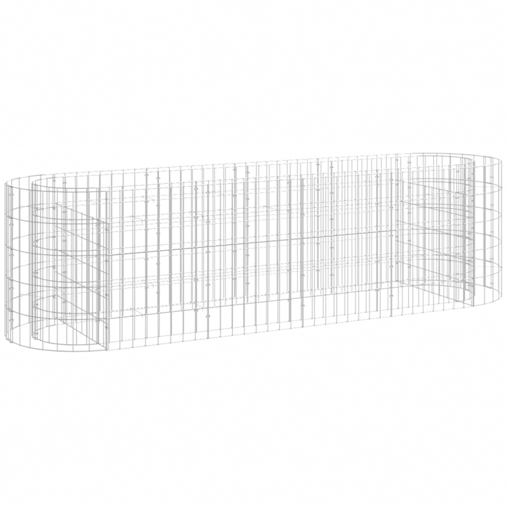 vidaXL Silver Galvanised Iron Gabion Raised Bed 190 x 50 x 50cm Image 1