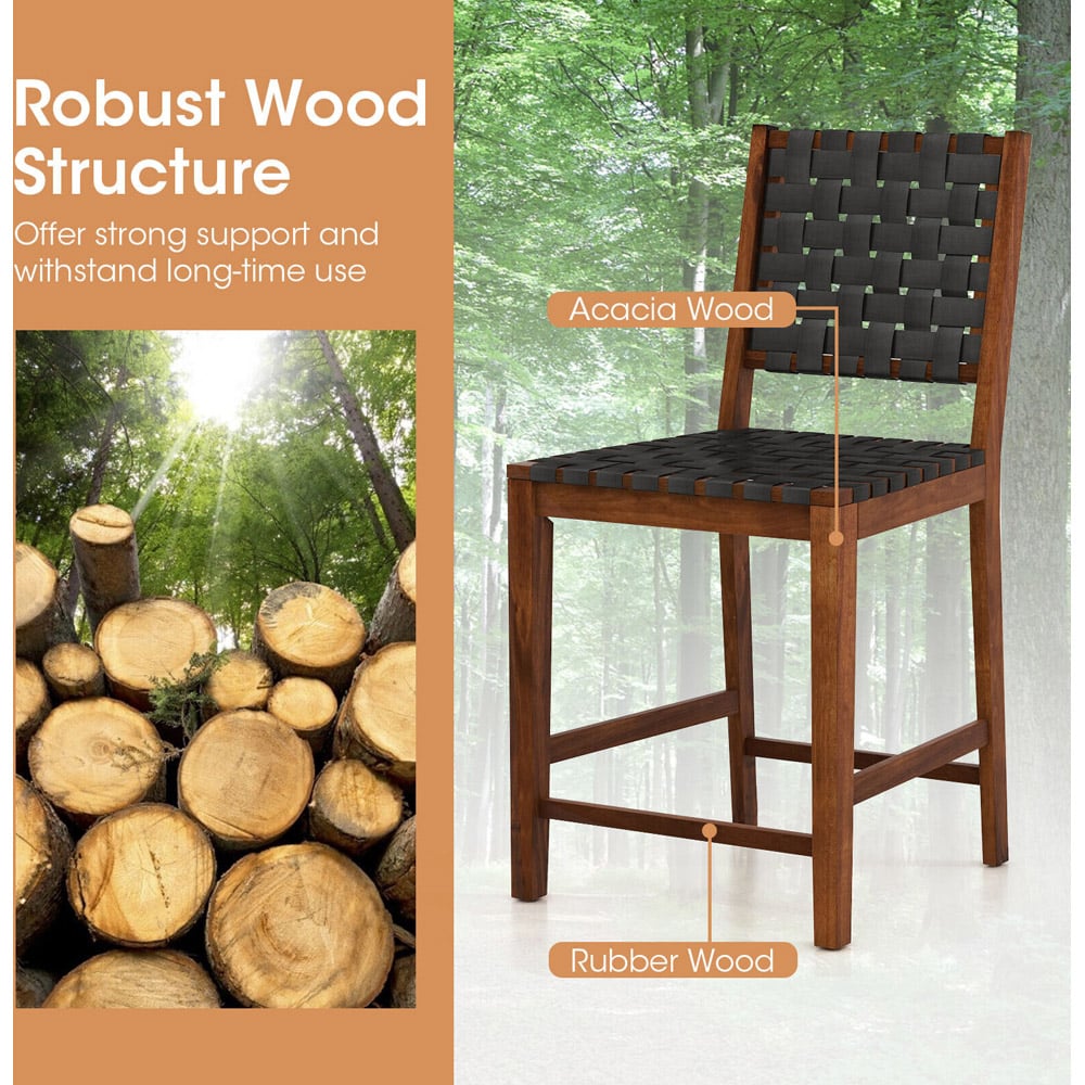 Costway Brown Woven Bar Stool Set of 2 Image 7