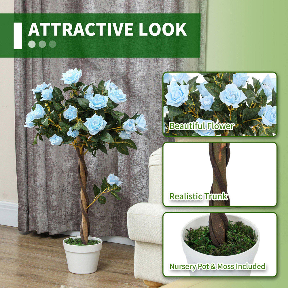 Portland Blue Rose Artificial Tree in Pot 90cm 2 Pack Image 8