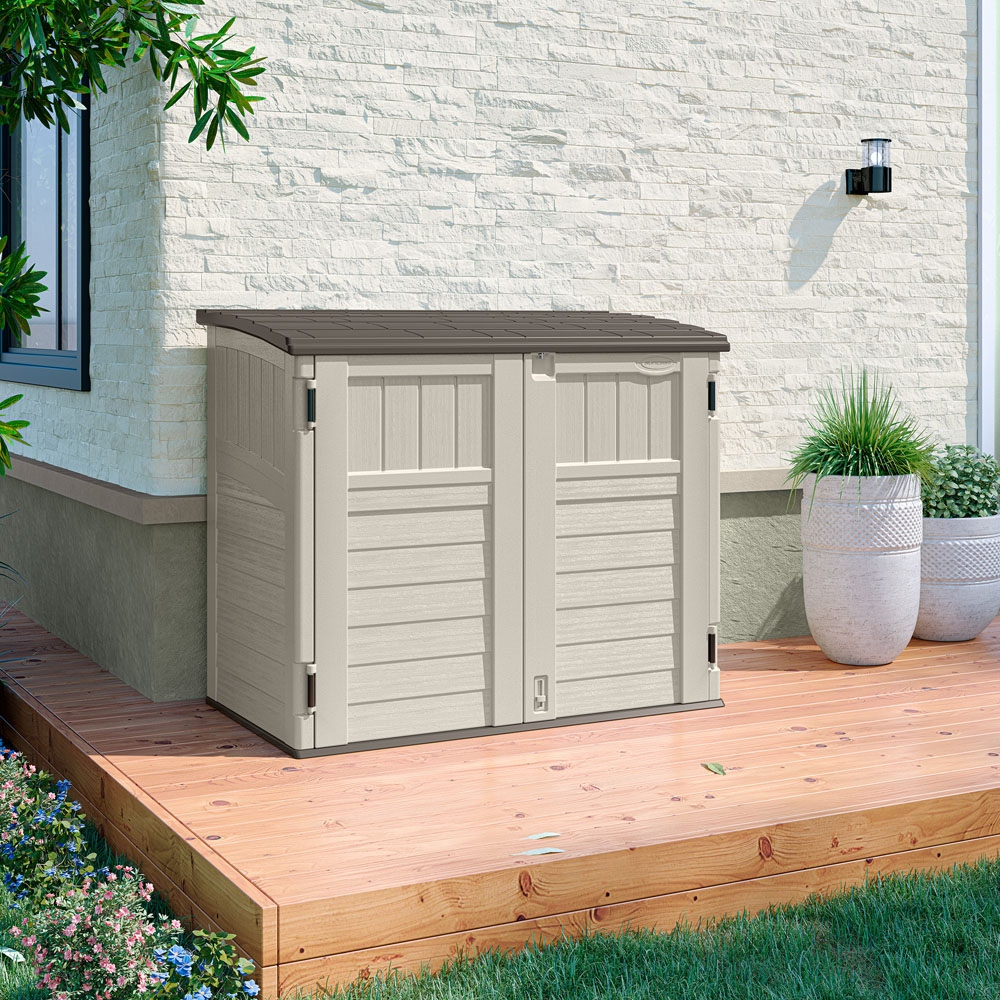 Suncast 3.6 x 2.3ft Vanilla Stow Away Wheelie Bin Shed Image 2