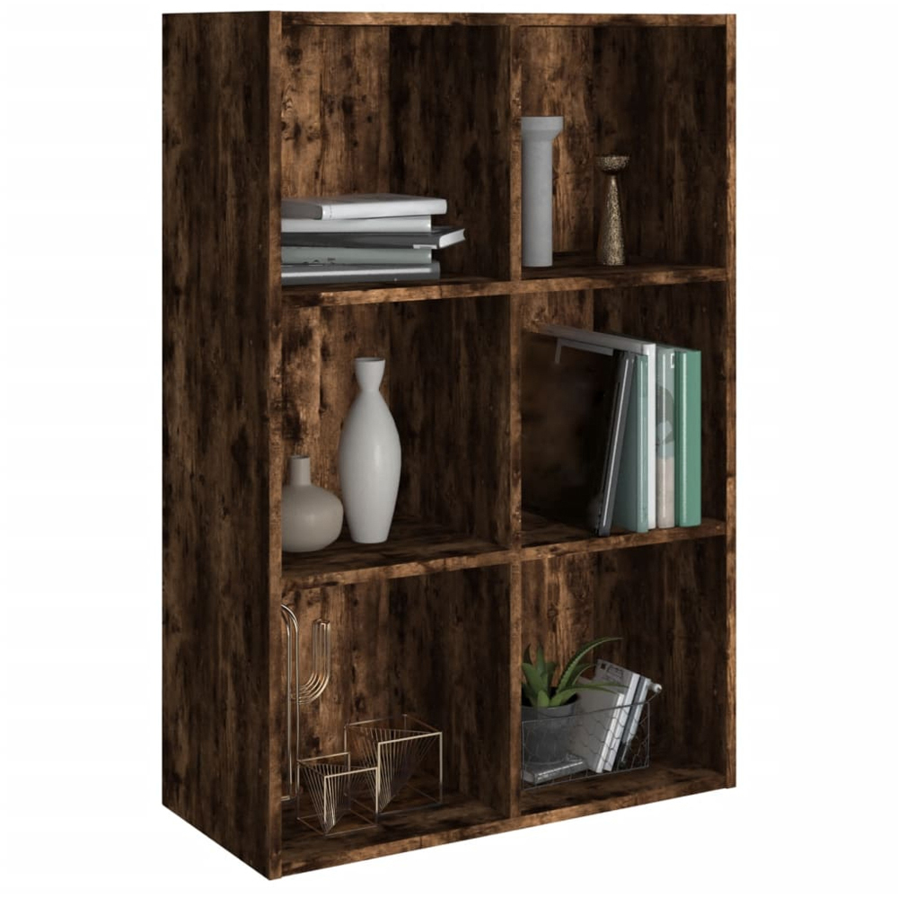 vidaXL 6 Shelf Smoked Oak Bookcase Image 3