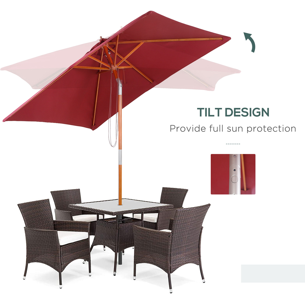 Outsunny Wine Red Tilting Parasol 2 x 1.5m Image 4