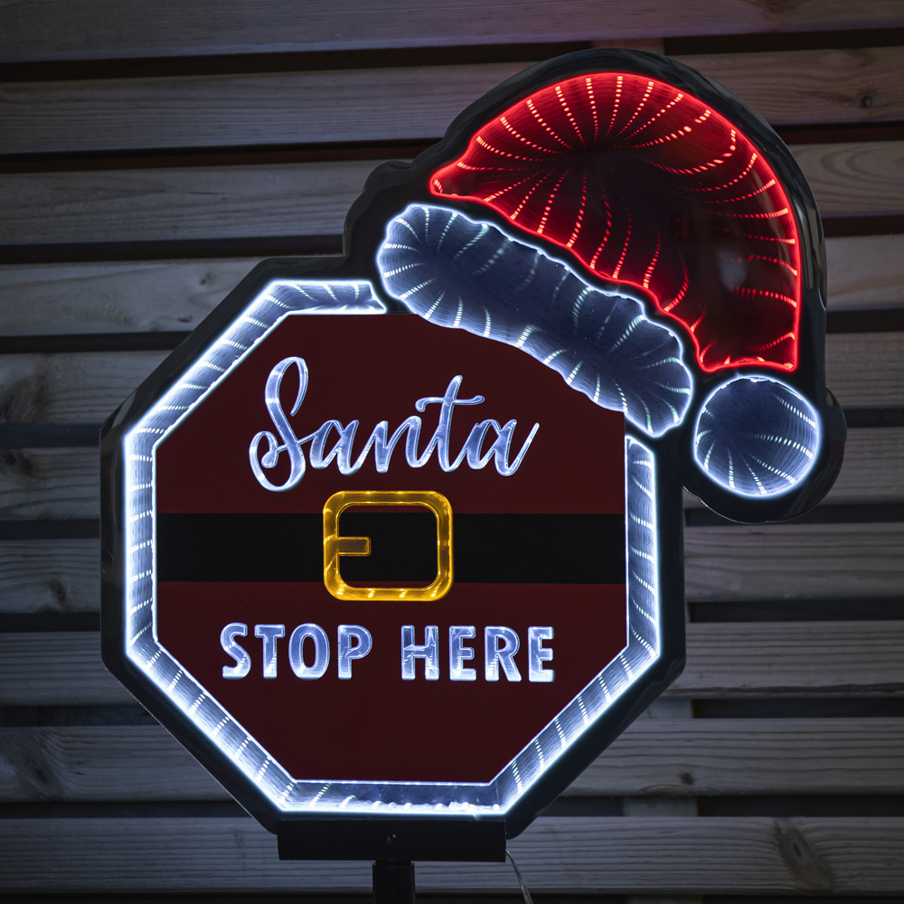 Samuel Alexander Red and White LED Santa Stop Here Sign with Santa Hat Christmas Decoration 40cm Image 4