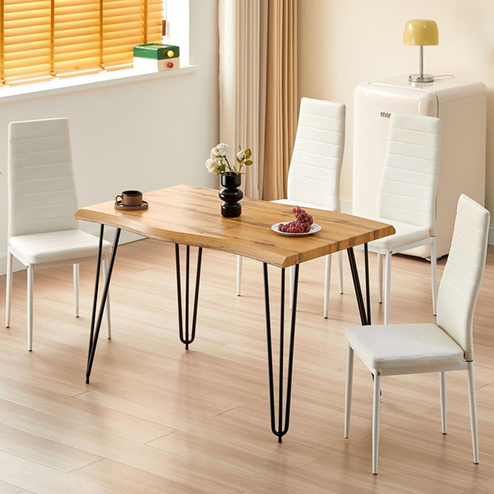 Kosy Koala 4 Seater Rustic Brown Dining Set White Image 1