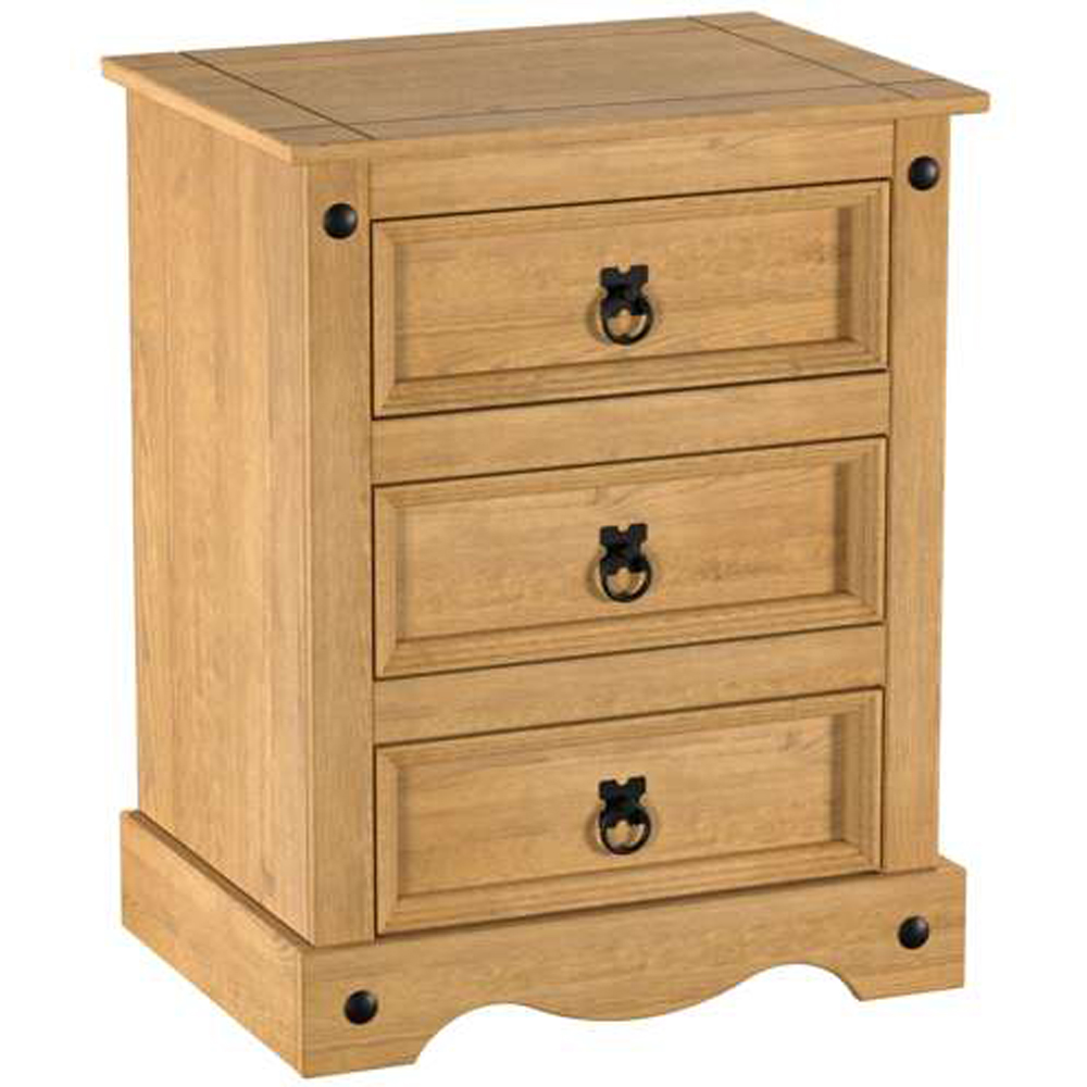 Corona 3 Drawer Large Bedside Table Image 2