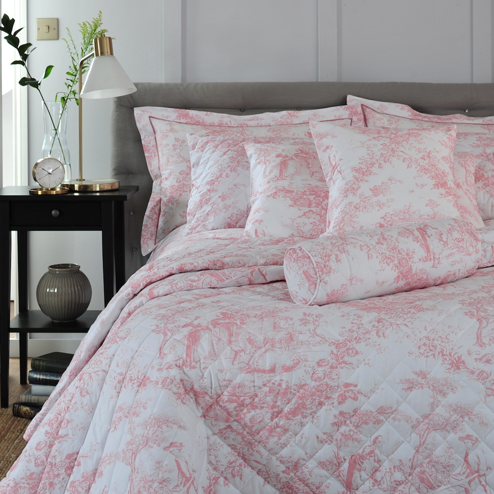 The Lyndon Company 2 Piece Pink Toile Cotton Pillow Sham Set Image 3