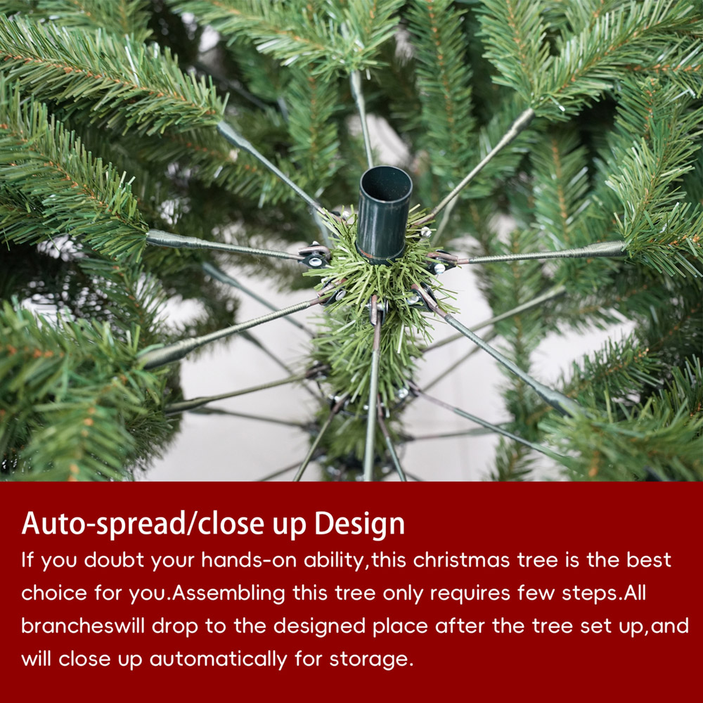 Abrihome Pre-Lit Green Artificial Christmas Tree 7ft Image 6